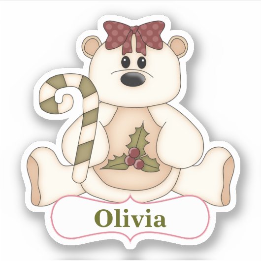 Candy Cane Beer kerstcontour Sticker (Voorkant)