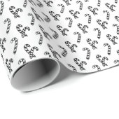 Candy Cane Black en White Pattern Cadeaupapier (Rol Hoek)