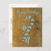 Candy Cane Blauwe Kerst Groet Feestdagenkaart (Voorkant / Achterkant)