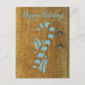 Candy Cane Blauwe Kerst Groet Feestdagenkaart (Voorkant)