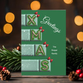 Candy Cane Block XMAS Custom Family Greeting Feestdagenkaart