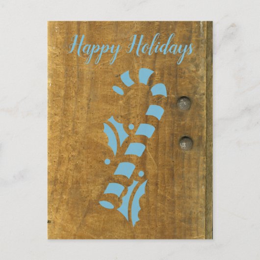 Candy Cane Blue Kerstfeestay Greep Feestdagenkaart (Voorkant)