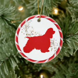 Candy Cane Border Cocker Spaniel Keramisch Ornament
