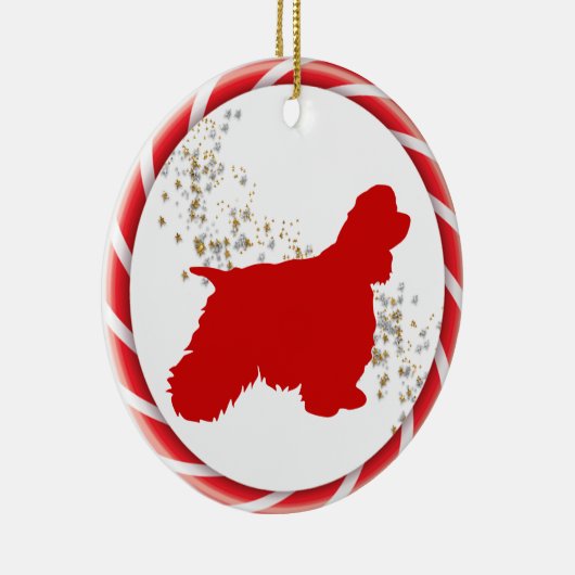 Candy Cane Border Cocker Spaniel Keramisch Ornament (Rechts)