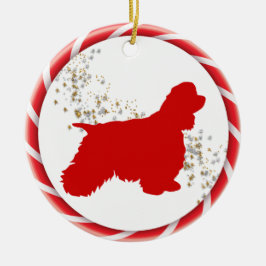 Candy Cane Border Cocker Spaniel Keramisch Ornament