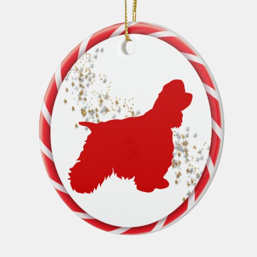 Candy Cane Border Cocker Spaniel Keramisch Ornament (Links)