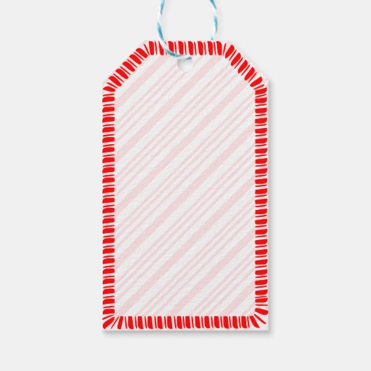 Candy Cane Border Kerst Aangepaste tekst Cadeaulabel (Achterkant)
