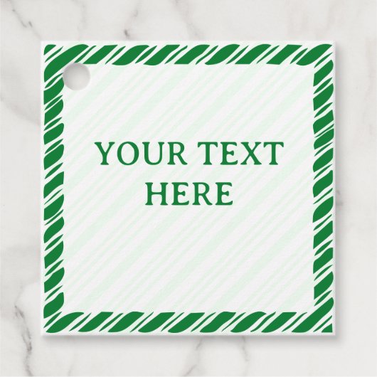 Candy Cane Border Kerst Decor Aangepaste tekst Bedankjes Labels (Voorkant)