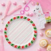 Candy Cane Border Kerstmis Blank Aangepast Papieren Bordje (Feest)