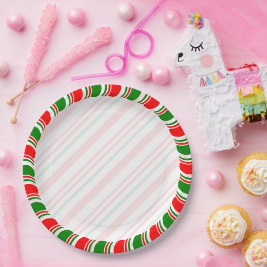 Candy Cane Border Kerstmis Blank Aangepast Papieren Bordje (Feest)