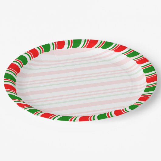 Candy Cane Border Kerstmis Blank Aangepast Papieren Bordje (Gekanteld)