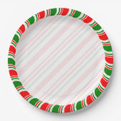 Candy Cane Border Kerstmis Blank Aangepast Papieren Bordje (Voorkant)
