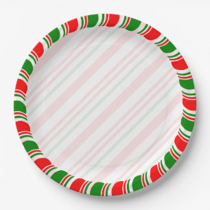 Candy Cane Border Kerstmis Blank Aangepast Papieren Bordje