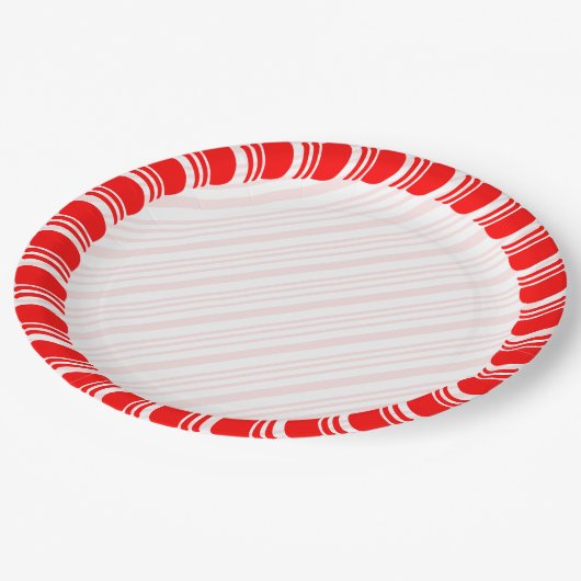 Candy Cane Border Kerstmis Blank Aangepast Papieren Bordje (Gekanteld)