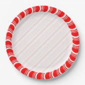 Candy Cane Border Kerstmis Blank Aangepast Papieren Bordje (Voorkant)