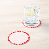 Candy Cane Border Kerstmis Blank Aangepast Ronde Kartonnen Onderzetter (Insitu)