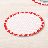 Candy Cane Border Kerstmis Blank Aangepast Ronde Kartonnen Onderzetter (Gebogen)