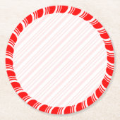 Candy Cane Border Kerstmis Blank Aangepast Ronde Kartonnen Onderzetter (Voorkant)