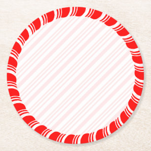Candy Cane Border Kerstmis Blank Aangepast Ronde Kartonnen Onderzetter