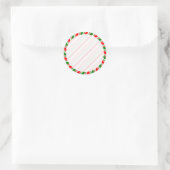 Candy Cane Border Kerstmis Blank Aangepast Ronde Sticker (Tas)