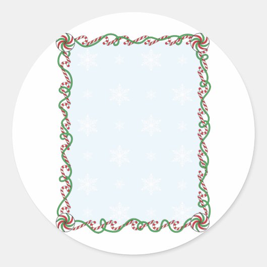 Candy Cane Border Ronde Sticker (Voorkant)