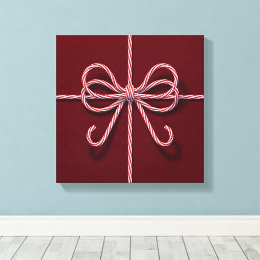 Candy Cane Bow Canvas (Insitu (Houten vloer))
