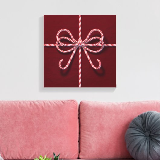 Candy Cane Bow Canvas Afdruk (Insitu (Woonkamer))