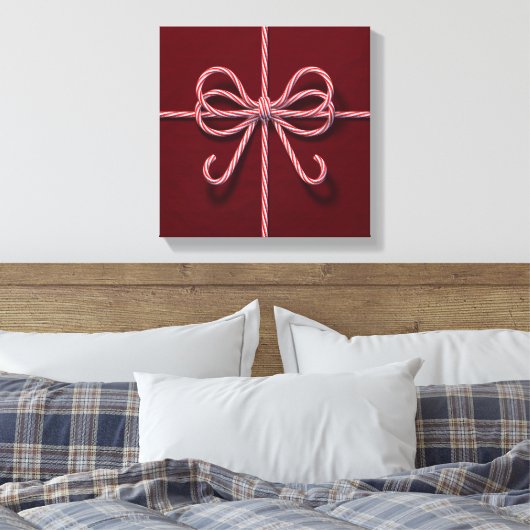 Candy Cane Bow Canvas Afdruk (Insitu (Slaapkamer))
