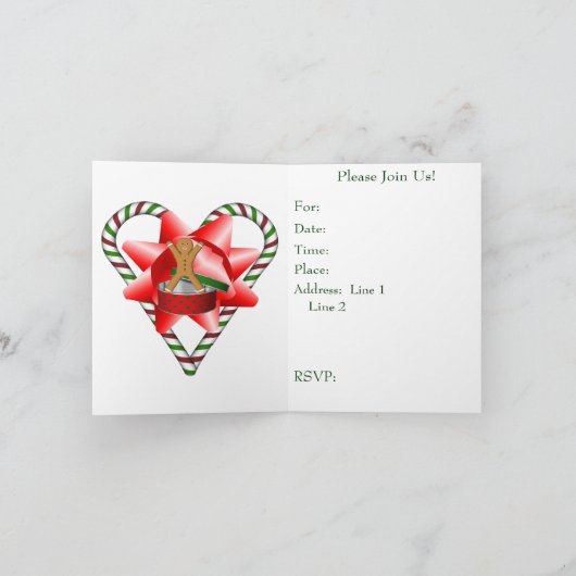 Candy Cane Bow Christmas Holiday Party Uitnodiging (Binnen)