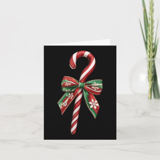 Candy Cane Bow Christmas Peppermint Christmas Cand Kaart (Voorkant)