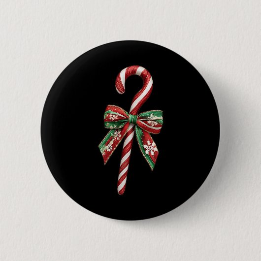 Candy Cane Bow Christmas Peppermint Christmas Cand Ronde Button 5,7 Cm (Voorkant)
