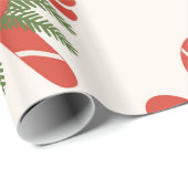 Candy Cane & Bow Cream Ivoor Vakantie Kerstmis Cadeaupapier (Rol Hoek)