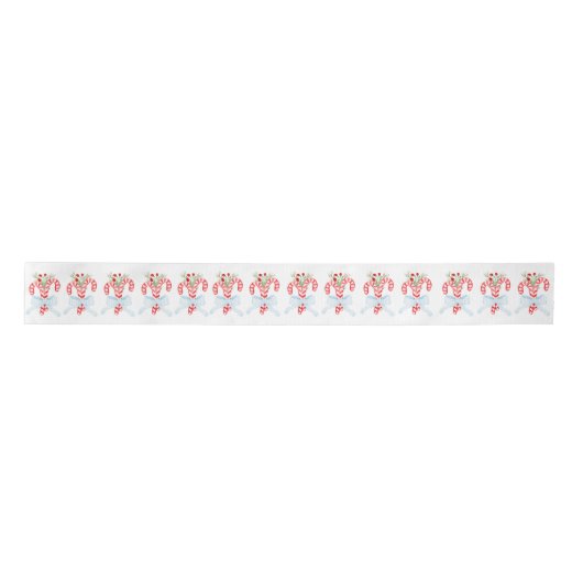 Candy Cane Bow, Kerstmis Satijnen Lint (Voorkant)