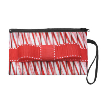 Candy Cane Bow make-up tas Wristlet