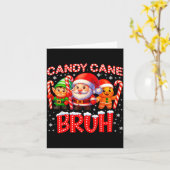 Candy Cane Bruh Cute Santa Elf Christmas Xmas Boy  Kaart (Gele Bloem)
