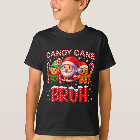 Candy Cane Bruh Cute Santa Elf Christmas Xmas Boy  T-shirt (Voorkant)