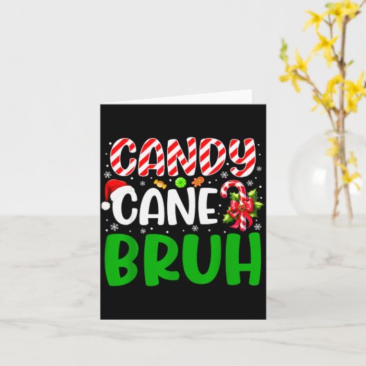 Candy Cane Bruh Funny Christmas Family Matching Xm Kaart (Gele Bloem)