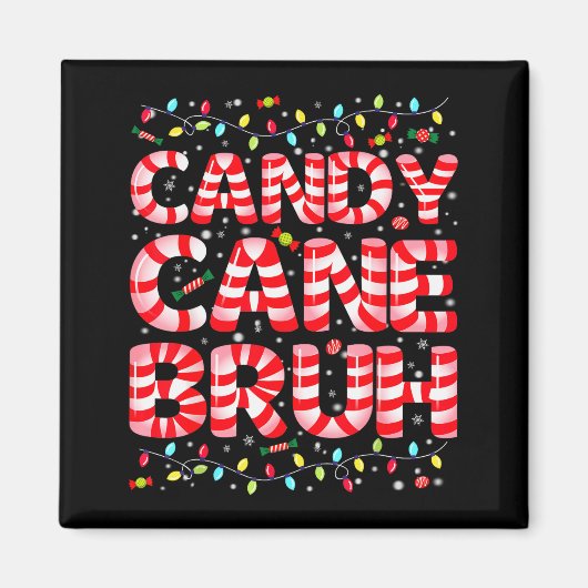 Candy Cane Bruh Tree Light Pjs Christmas Xmas Men  Magneet (Voorkant)