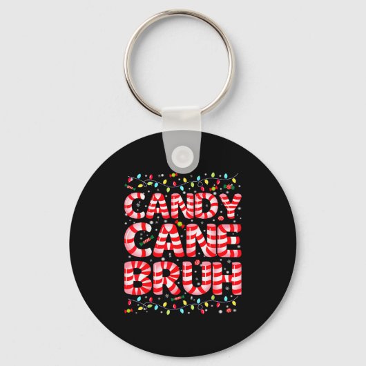 Candy Cane Bruh Tree Light Pjs Christmas Xmas Men  Sleutelhanger (Voorkant)