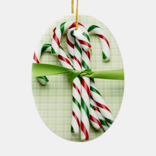 Candy Cane Bundel Keramisch Ornament (Achterkant)