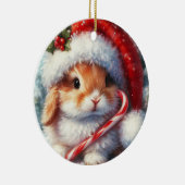 Candy Cane Bunny Konijn Kerstmis Keramisch Ornament (Rechts)