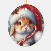 Candy Cane Bunny Konijn Kerstmis Keramisch Ornament (Links)