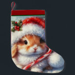 Candy Cane Bunny Konijn Kerstmis Kleine Kerstsok<br><div class="desc">Wat is leuker dan een schattig pluizig konijntje met grote ogen? Stuur wat vrolijkheid naar je favoriete mensen met deze ontroerende kous,  of hang het op je eigen mantel,  om een glimlach te brengen elke keer dat je het ziet.</div>