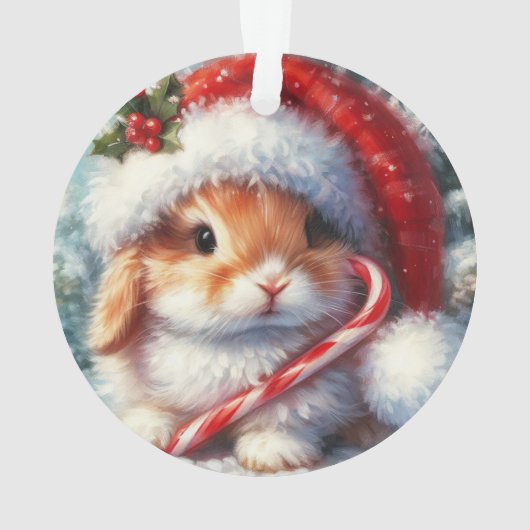 Candy Cane Bunny Konijn Kerstmis Ornament (achterkant)