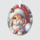 Candy Cane Bunny Konijn Kerstmis Ornament (voorkant)