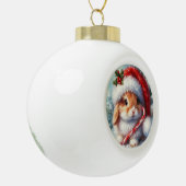 Candy Cane Bunny Rabbit Keramische Bal Ornament (Links)