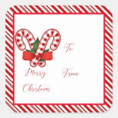 Candy cane cadeaubij stickerstickers vierkante sticker (Voorkant)