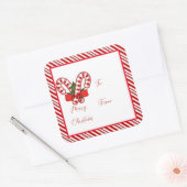 Candy cane cadeaubij stickerstickers vierkante sticker (Envelop)