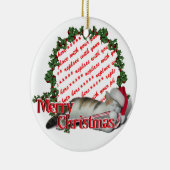 Candy Cane Cat Christmas Foto Lijst Keramisch Ornament (Rechts)