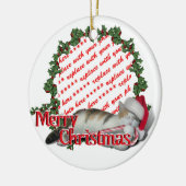 Candy Cane Cat Christmas Foto Lijst Keramisch Ornament (Links)